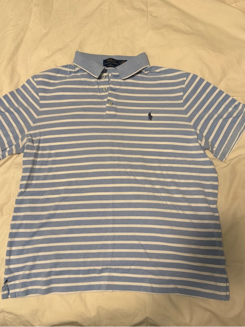 Ralph Lauren Light Blue & White Striped Polo Shirt